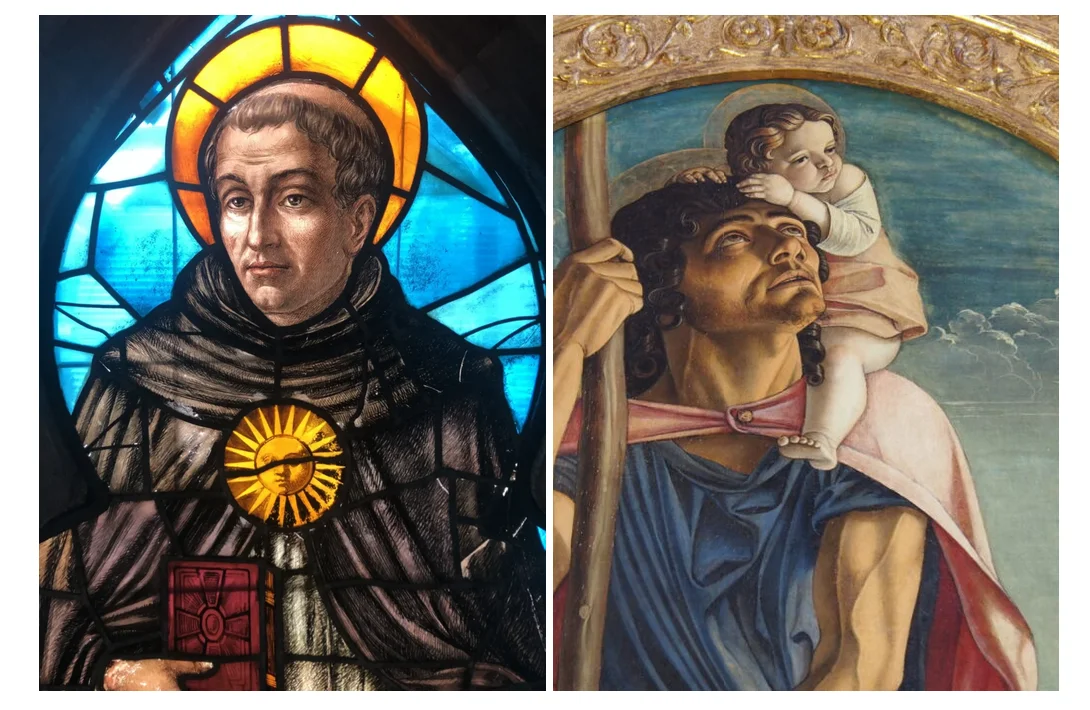 Saint Thomas. On the right, saint Christopher.